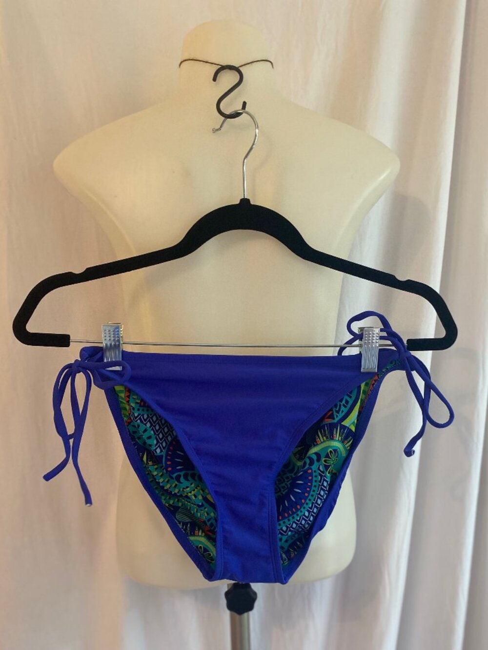 Xhilaration Blue Multicolor Printed Side Tie Swim Bikini Bottoms XL